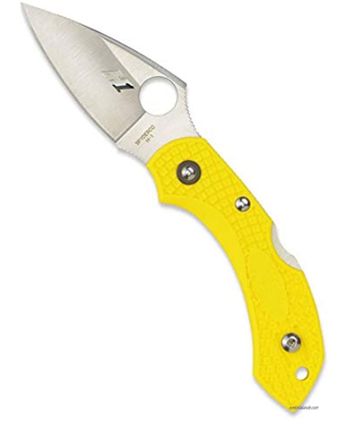 Spyderco Dragonfly 2 Lightweight Salt Folding Knife with 2.25 H-1 Steel Blade and High-Strength Yellow FRN Handle PlainEdge C28PYL2