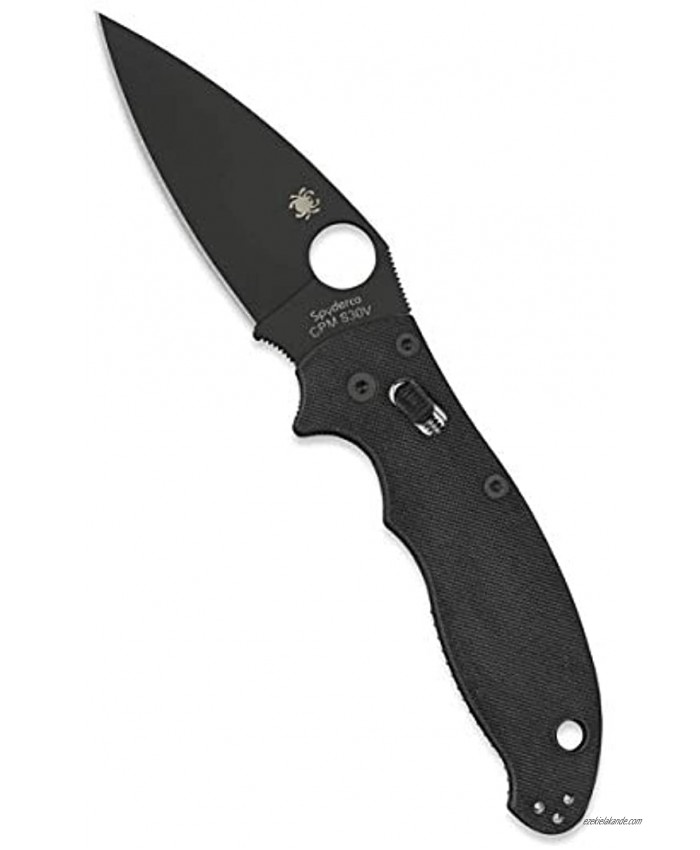 Spyderco Manix 2 Signature Folding Knife with 3.37 CPM S30V Black Steel Blade and Durable Black G-10 Handle PlainEdge C101GPBBK2