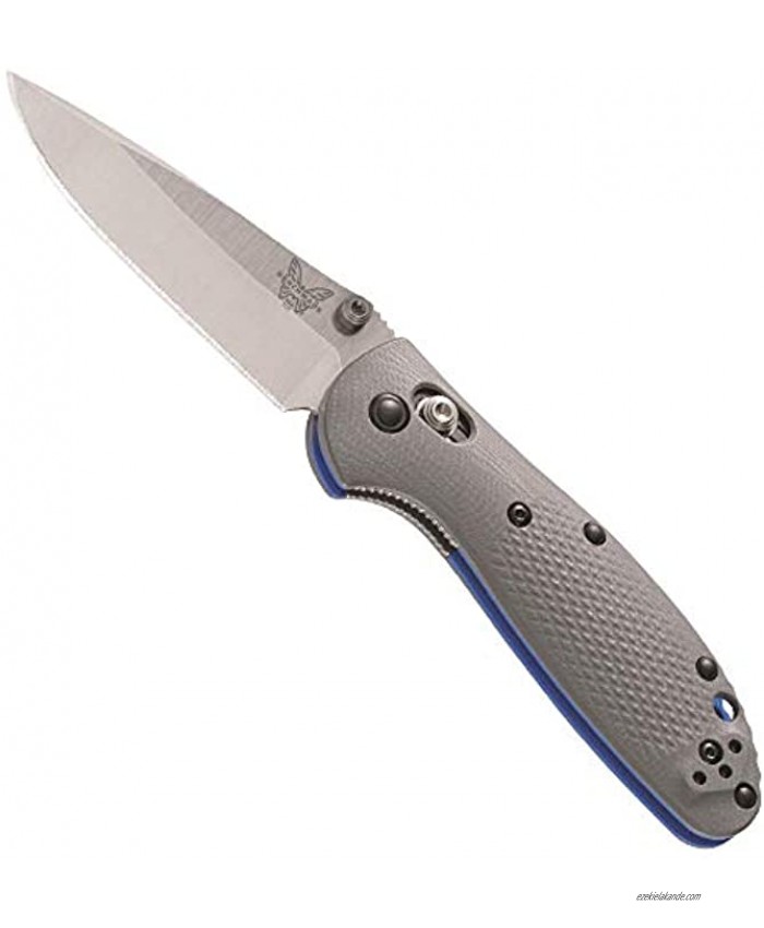Benchmade Mini Griptilian 556-1 Knife Drop-Point Blade Plain Edge Satin Finish Gray G10 Handle Made in USA