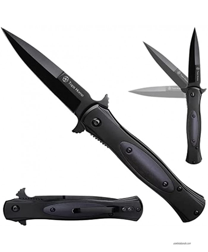 EDC Folding Pocket Knife with Clip and Locking Liner for Everyday Carry Cool Knives for Men Women for Outdoor Survival Camping Hiking Fishing Black Black