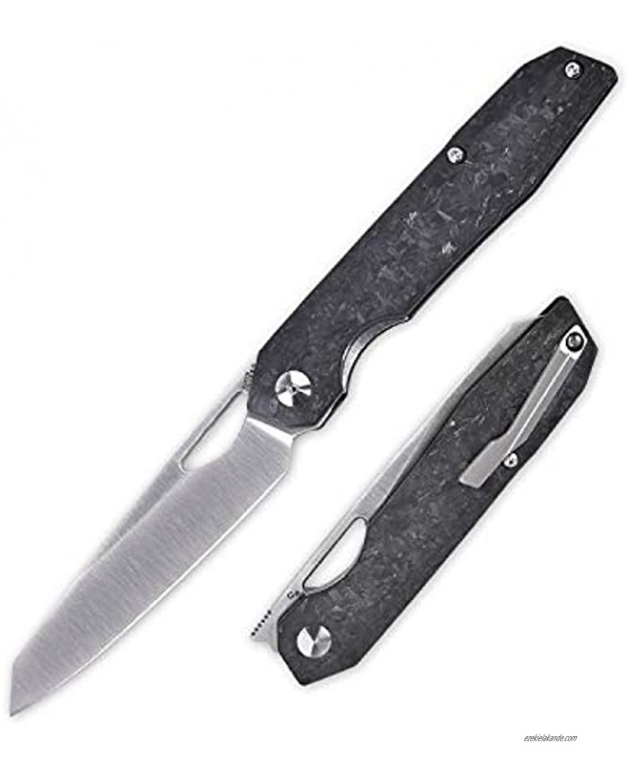 Kizer Genie Lightweight Folding Pocket Knives for EDC CPM-S35VN Blade with Carbon Fiber Handle Thumb Hole Front Flipper Ki4545A2