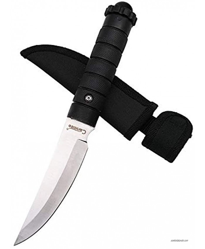 Carimee Fixed Blade Knife Outdoor Tool with Sheath | Japanese Sword Shape EDC Muiti-Function Knife for Survival Hunting Camping Fishing | Protective Black Nylon Guard