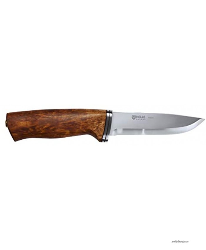 Helle Knives Alden Sandvik 12C27 Stainless Steel Fixed Blade Curly Birch Wood Handle Leather Sheath Traditional Field Knife for Camping Fishing Hunting Men & Women Made in Norway