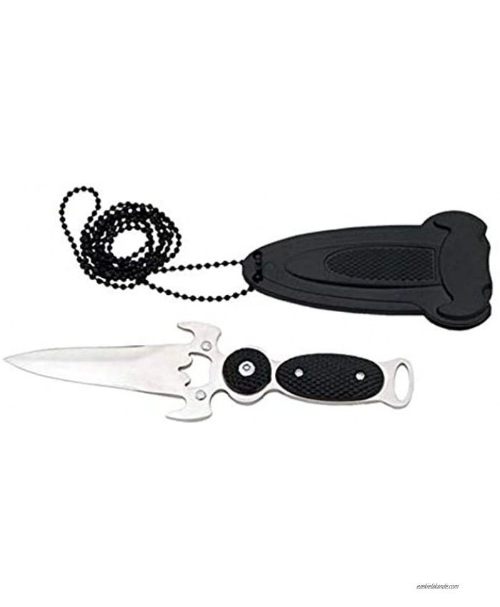 Szco Supplies 6 Black Handle Spear-Point Knife With Plastic Case And Chain 210302