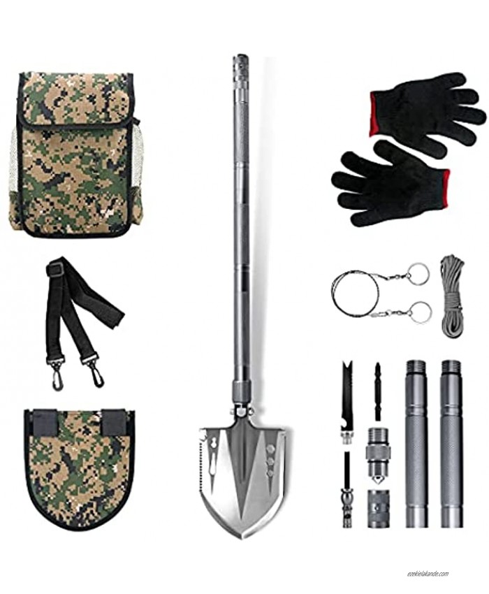GRAMFIRE Camping Shovels Multi-Tool Military Survival Folding Shovel with Portable Pouch Tactical Shovel for Outdoor Hiking Backpacking Fishing Off-Roading Gardening Hunting Emergency