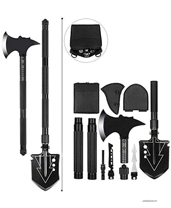 Multitool SurvivalShovel with Camping Axe Military Folding Camping Shovel Axe Hatchet Survival Tool with Sheath for Outdoor Backpacking Emergency