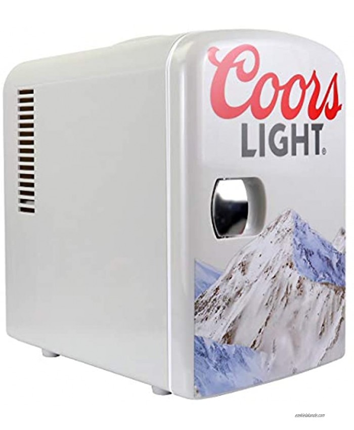 Coors Light CL04 Personal 6 Can AC DC Portable Mini Fridge Thermoelectric Cooler for Home Dorm Bedroom Car Boat Beverages Snacks Skincare Cosmetics Medication 4 Liters Gray