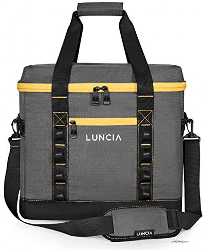 LUNCIA Collapsible Large Cooler Bag 60-Can Insulated Leakproof Soft Sided for Picnic Grocery Shopping Camping Travel
