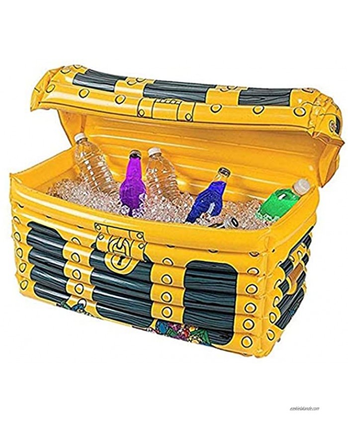 Treasure Box Floating Cooler Inflatable Ice Bucket Beer Beverage Big Coolers with Cover,Drink Holder Beach Camping Food Tray bar Accessories Halloween Christmas Decor