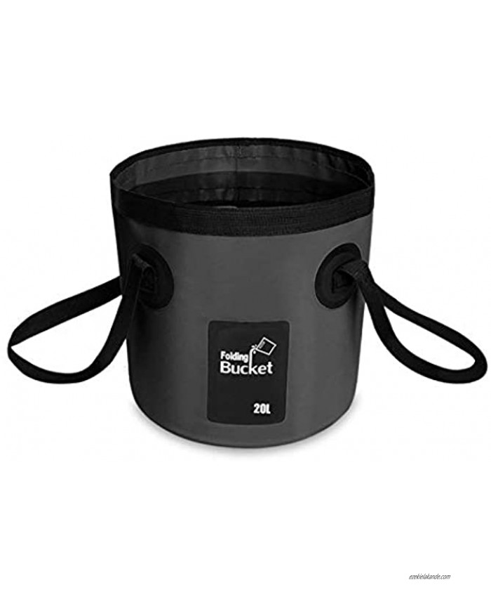 BANCHELLE Collapsible Bucket Camping Water Storage Container 20 L 5 Gallon Portable Folding Foot Bath Tub Wash Basin for Traveling Hiking Fishing Boating Gardening Black