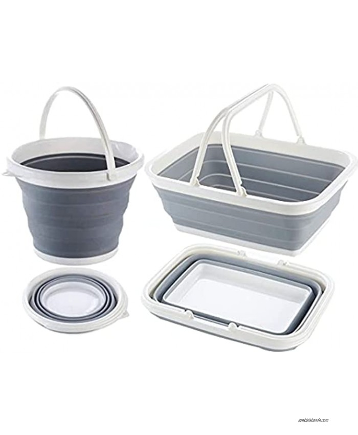 Bisgear 10L Collapsible Rectangular Handy Basket Bucket Foldable Round Tub Portable Fishing Water Pail Lightweight Washing Basin Plastic Washtub BPA-Free Washbowl for Outdoor & Indoor