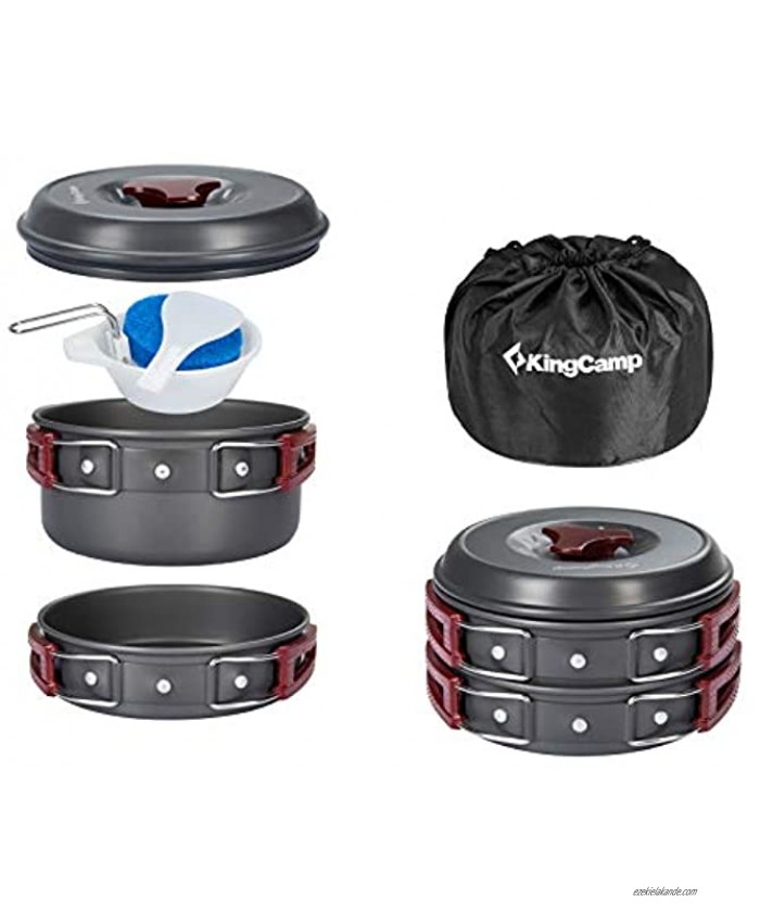 KingCamp 5 8 17 PCS Camping Cookware Set Nonstick Aluminum Lightweight Outdoor Backpacking Cooking Mess Kit for Hiking Picnic