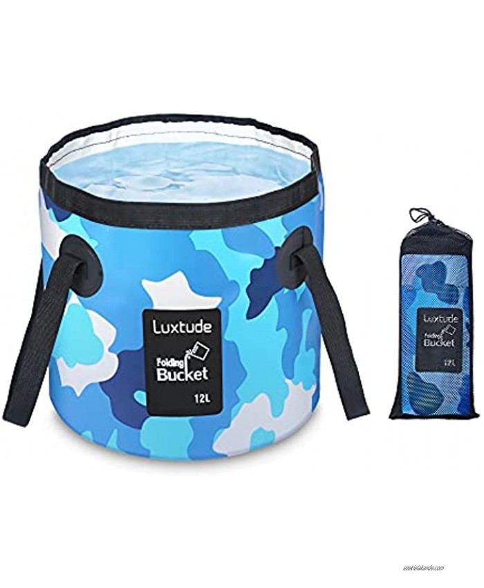 Luxtude Collapsible Bucket with Handle 3 Gallon Bucket12L Portable Camping Bucket Ultra Lightweight Outdoor Basin Fishing Bucket Folding Bucket for Fishing Camping Hiking Car Washing and More