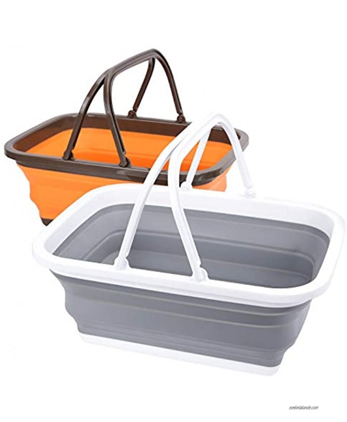 Magesh Collapsible Sink 2 Pack Outdoor Camping Picnic Basket Each 11L 2.90Gal Wash Basin Portable Foldable Tub Basin Bucket with Sturdy Handle for Washing Dishes Camping Hiking and Home