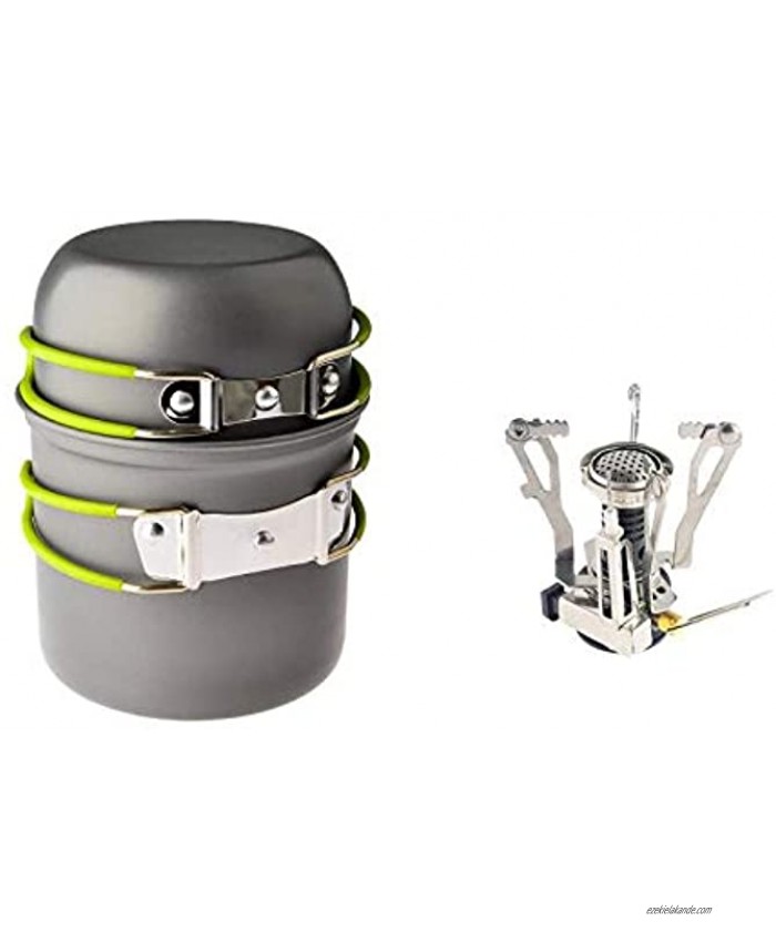 Stealth Angel 4pcs Ultralight Portable Outdoor Pot Pan & Stove Set with Piezo Ignition Cookware for Backpacking Camping Hiking + Other Outdoor Activities
