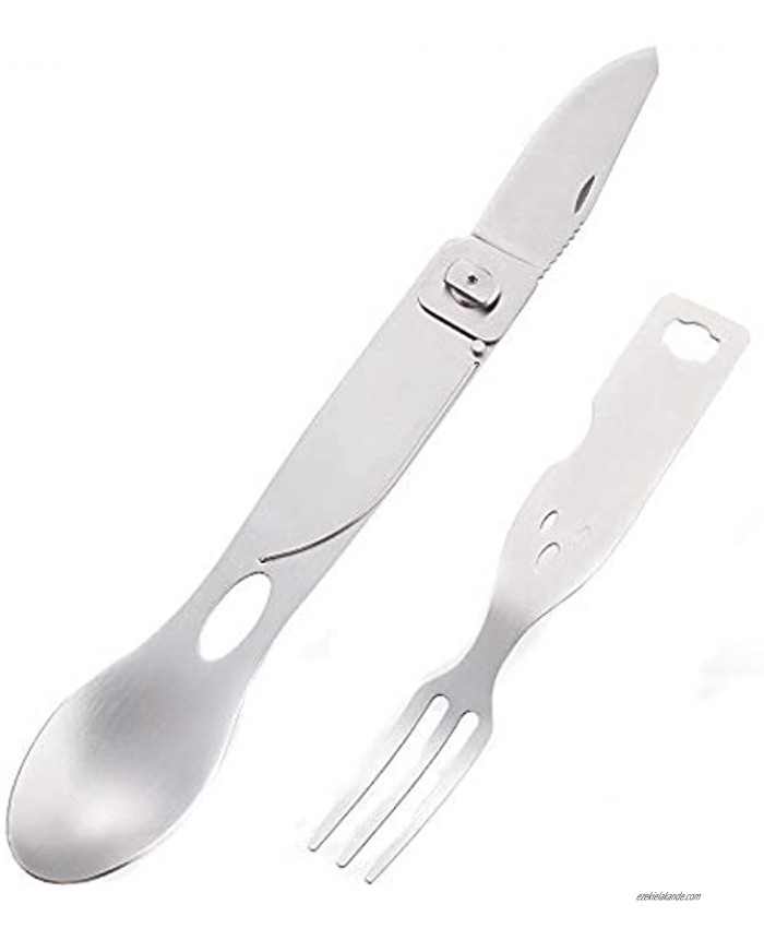 Fork Spoon Multi-function Stainless Steel Fork Spoon Tableware for Outdoor Camping