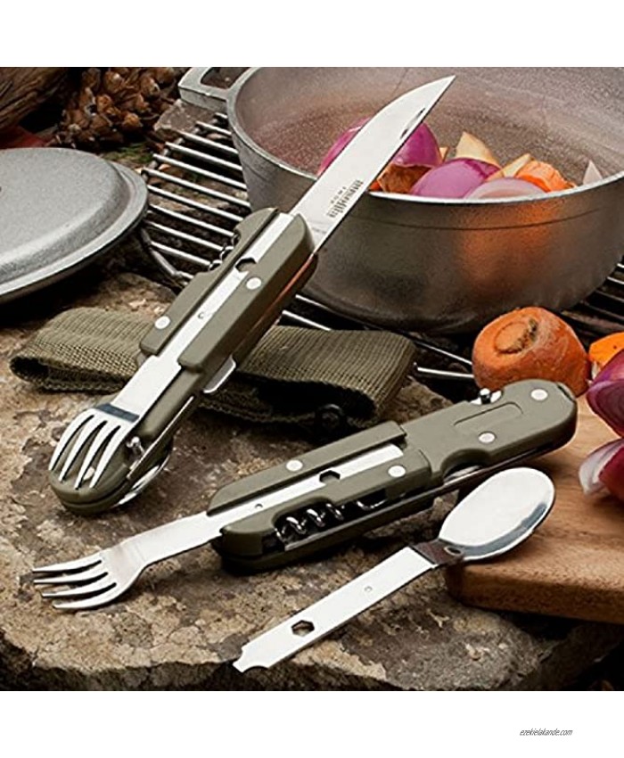 Kings County Tools Portable Camping Utensil Set with Belt Pouch | Made in Italy | 440 Stainless Steel | Lightweight 5 Ounces