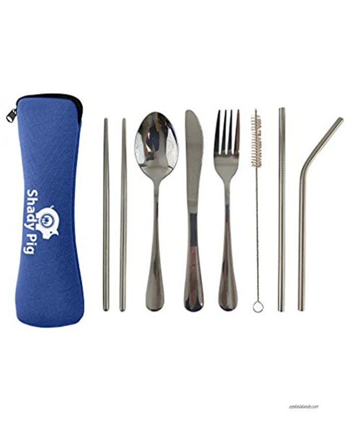 Reusable Travel Utensil Set with Case 8 Piece Stainless Steel Fork Spoon Knife Chopsticks & Straws …