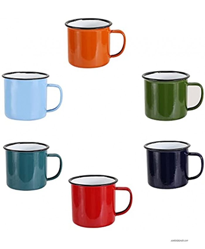 6pcs enamel camping mugs-15 ounce Enamel Drinking Cups- Great as Tea Cup Coffee Mug -Great as Cups for Home Use,Offic,Party or Campin. 6 multicolor