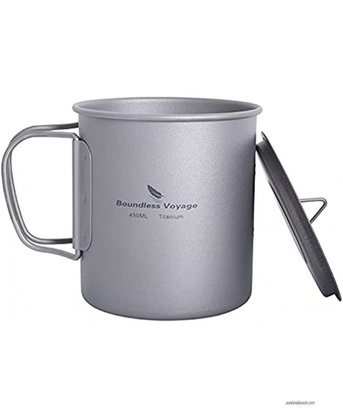 Boundless Voyage Titanium Cup with Lid Outdoor Camping Ultralight Water Tea Coffee Mug 200ML 300ML 450ML 450ml 15.2fl oz