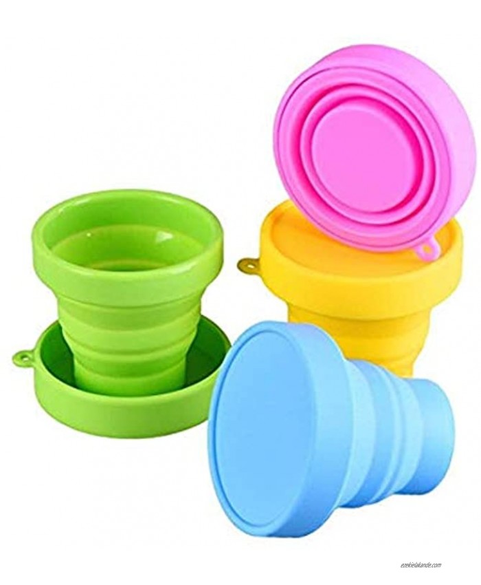 Collapsible Cup Compact Silicone Reusable Food Grade Folding Mug with Lids Expandable Retractable Drinking Set Portable Pocket Size for Outdoor Camping Travel and Hiking
