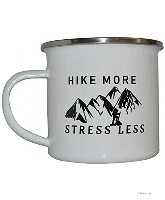 Funny Camp Mug Enamel Camping Coffee Cup Gift Hike More Stress Less Camping Gear