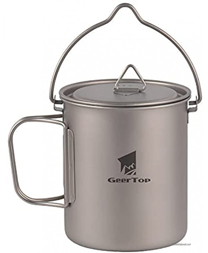 GEERTOP Titanium Cup 750ml Ultralight Camp Coffee Mug Outddoor Cooking Pot with Lid Survival Gear for Camping Backpacking Hiking Travel 25 Fl Oz