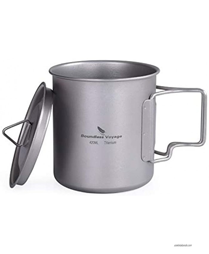 iBasingo 420ml 450ml Titanium Cup with Cover Outdoor Coffee Mug Drinking Water Cup Ultralight