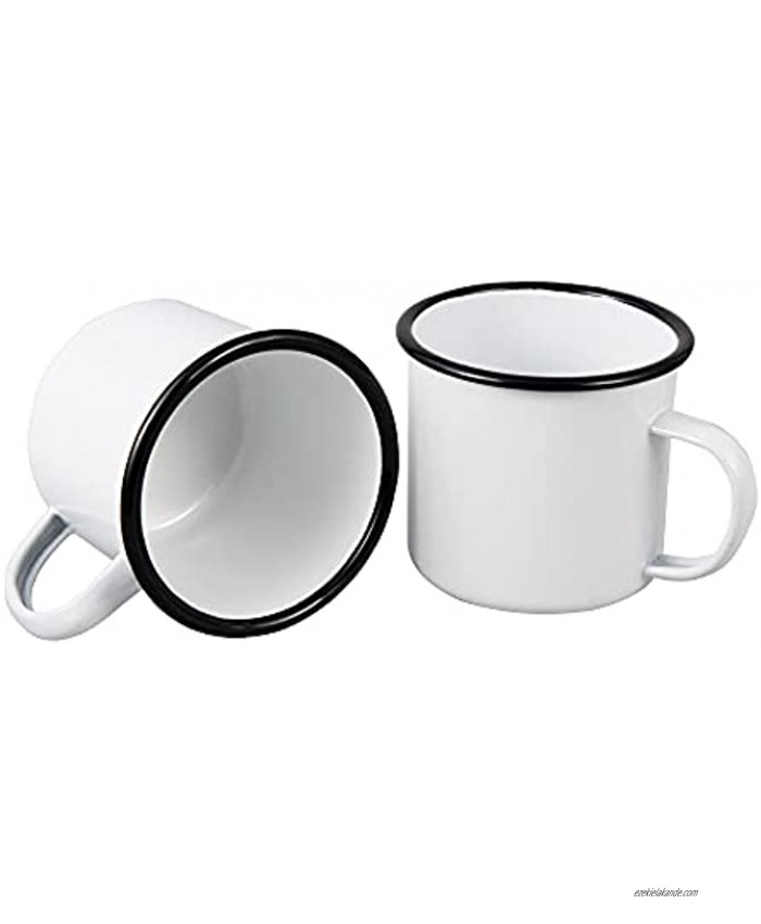 IMEEA 17oz 500ml Enamel Camping Mugs Enamel Mug White Tea Camp Drinking Cups Mugs for Indoor and Outdoor Activities Set of 2