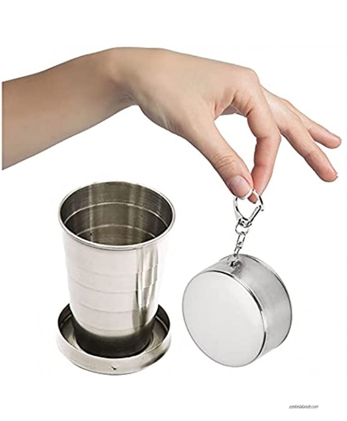 IXIGER Travel Folding Cup,Collapsible cup,Folding Cup 150ml,For Camp Keychain Design Retractable Telescopic Collapsible 304 Stainless steel