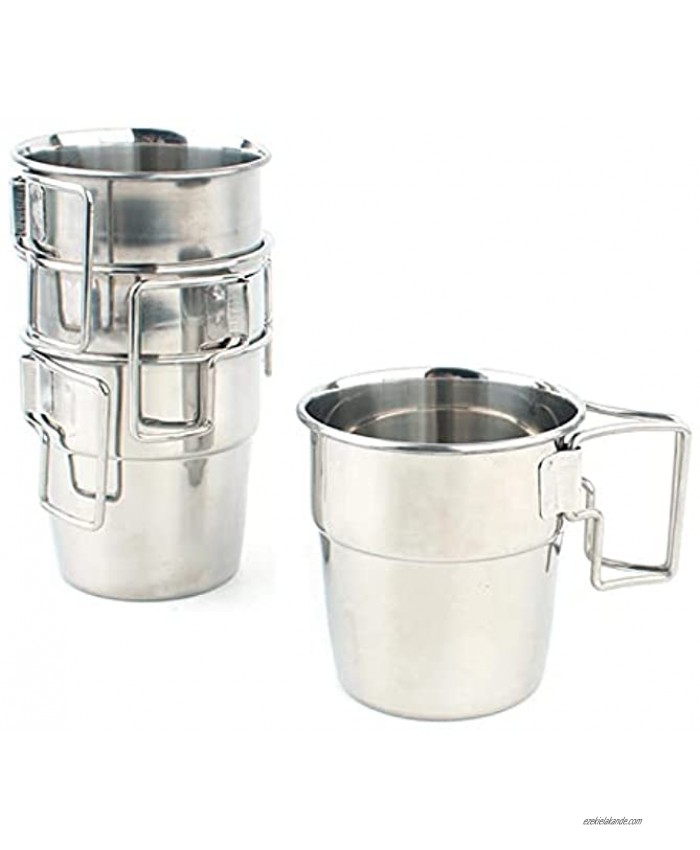 Pack of 4 Camping Mugs,Stainless Steel Camping Coffee Mugs Portable Camping Coffee Mugs Set Lightweight with Handle for Camping Hiking Picnic