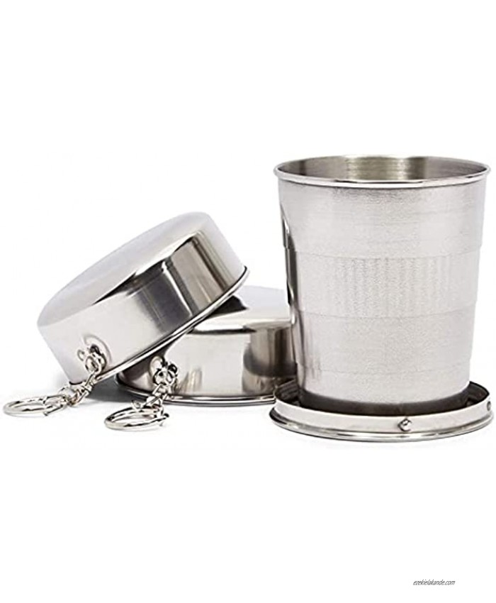 Stainless Steel Collapsible Camping Cups Travel Friendly 8.4 oz 2 Pack
