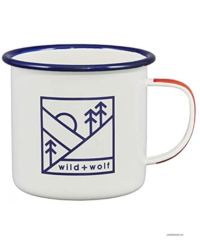 Wild and Wolf Camping and Outdoor Stainless Steel Enamel Adventure Coffee Mug Cream 12 oz