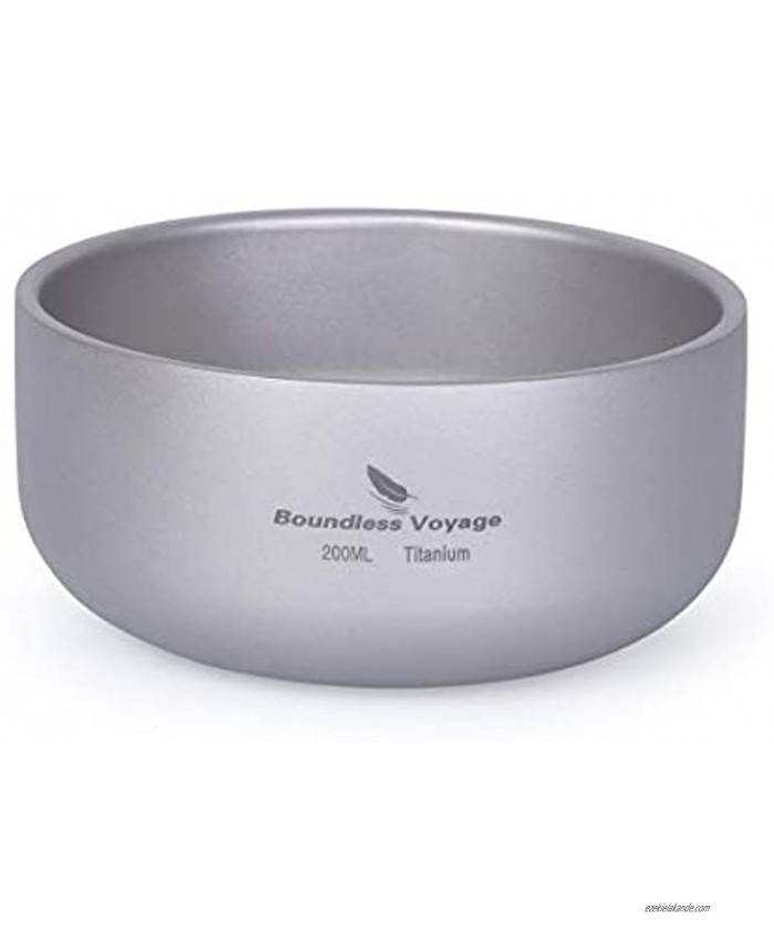 Boundless Voyage 220ML 450ML Titanium Double Wall Food Bowl for Adult Children Ultrlight Portable Bowl Outdoor Camping Tableware