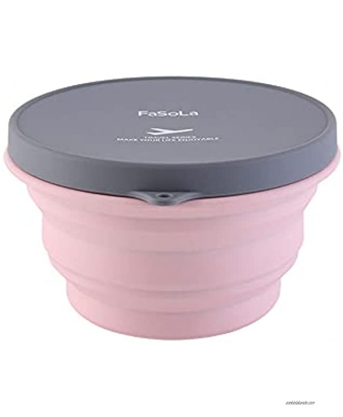 MQUPIN Silicone Collapsible Camping Bowls 17 oz Folding Travel Bowl Home Outdoor Space-Saving Bowl for Kids Adults Pink