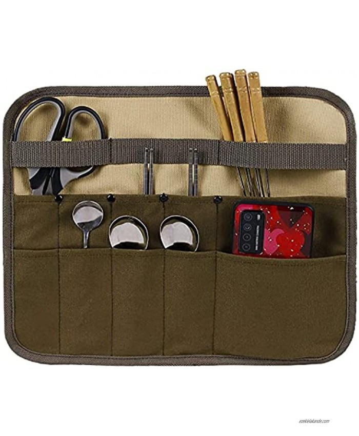Hzeal Camping Tableware Bag Travel Cooking Utensils Organizer Carry Case Picnic Cutlery Roll Flatware Organizers Dinnerware Storage Barbecue Portable Pouch for BBQ Camp Cookware Kitchen Kit