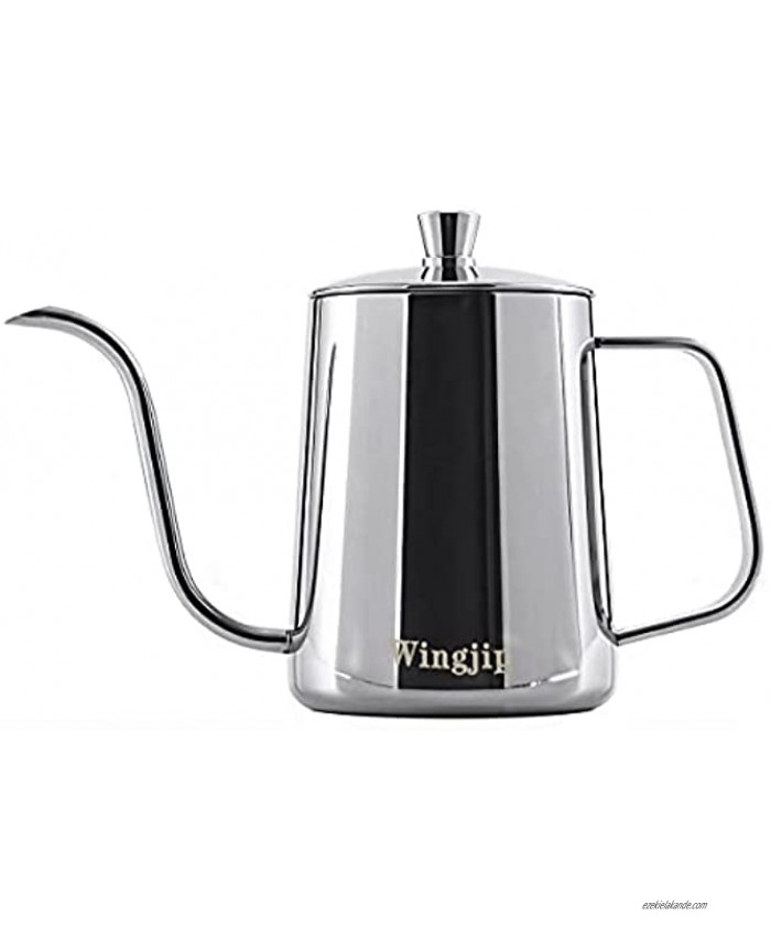 Wingjip Long Narrow Spout Coffee Kettle 21oz600ml Gooseneck Coffee Pot in Stainless Steel Perfect for Coffee Maker and Coffee Lover