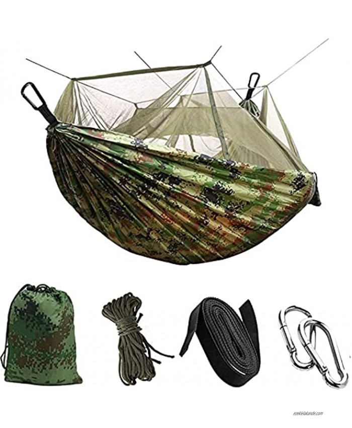 Camping Hammock with Mosquito Net Uplayteck Portable Double Single Travel Hammock Insect Netting 210D Nylon Hammock Swing for Backyard Garden Camping Backpacking Survival Travel Camo