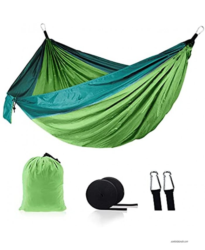 Goinroly Single Travel Hammock,Lightweight Nylon Camping Hammock Portable Parachute Travel Camping Hammocks with Tree Straps for Outdoor Hiking Travel Backpacking Indoor BackyardGreen
