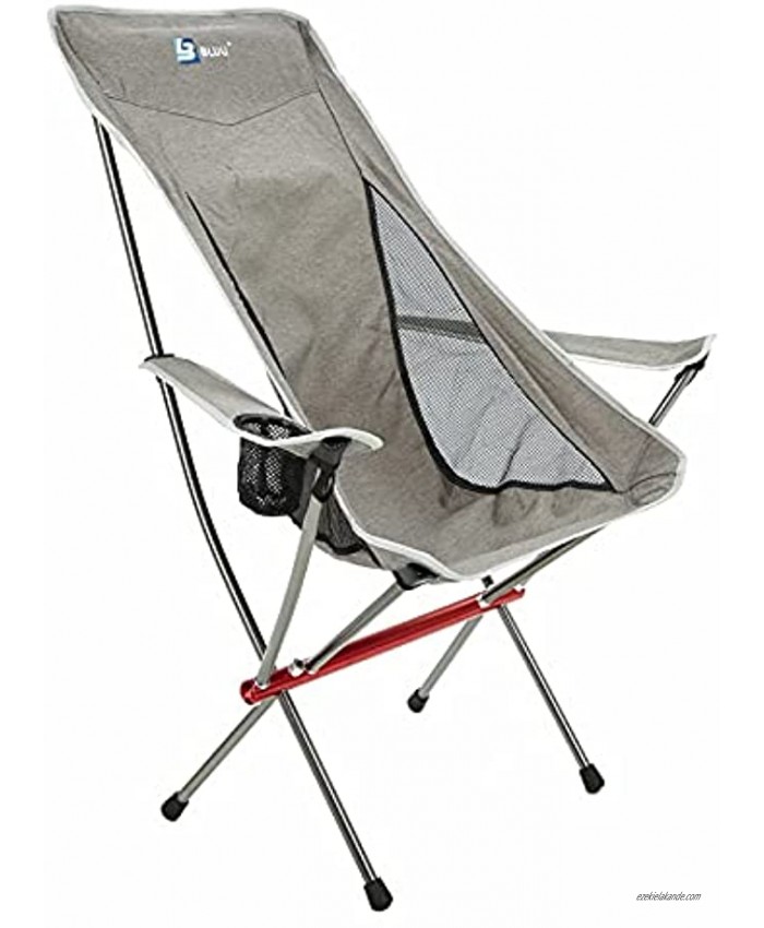 BLUU Ultralight Foldable Camping Chairs Portable Folding Camp Chair High Back Compact Lightweight Backpacking Chair with Armrests for Adult Outdoor Travel Hiking & Fishing
