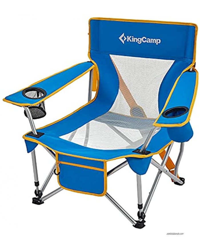KingCamp Folding Camping Chairs Portable Beach Chair Light Weight Camp Chairs with Cup Holder & Front Pocket for Outdoor