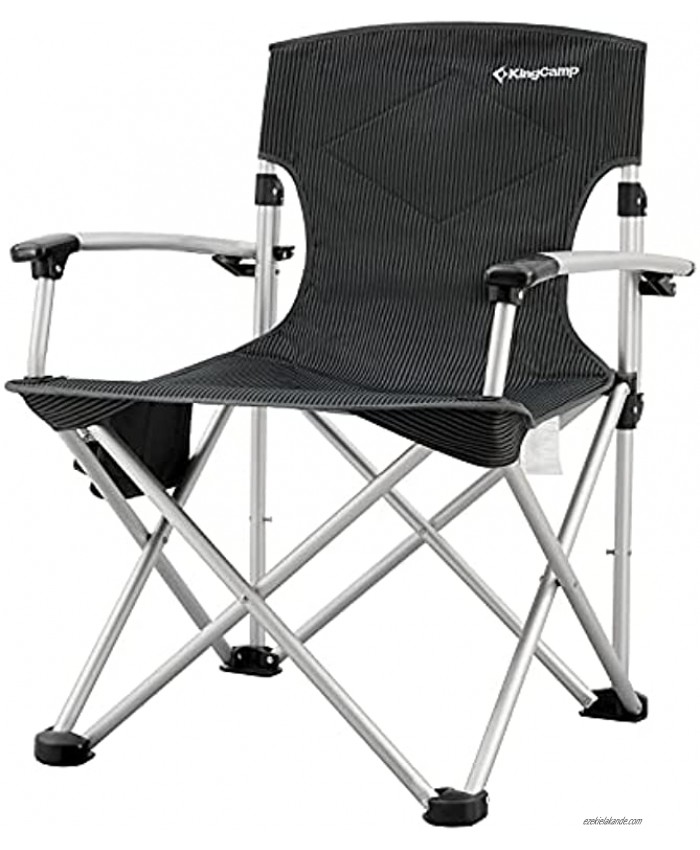 KingCamp Outdoor Camping Folding Chair Lightweight Aluminum Alloy Frame Oversized Padded Lawn Chairs Heavy Duty Camping Chairs with Cup Holder Supports 300 lbs