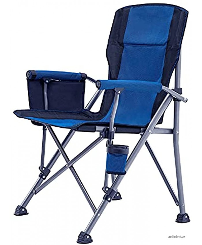 Outdoor Camping Chair Folding Camping Chair Heavy Duty Steel Frame Padded Lawn Chair with Arm Rest Cup Holder and Portable Carrying Bag