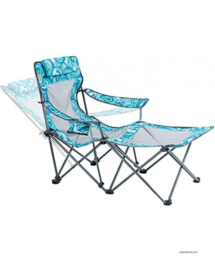 Portable Camping Chair with Footrest Mesh Folding Reclining Chair for Adults 300lb