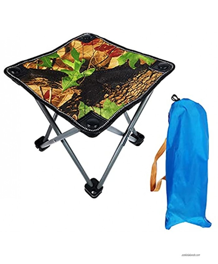 Folding Portable Camping Stool Mini Lightweight Sturdy Collapsible Chair for Camping Fishing Hiking Fishing Travel Beach Picnic with Portable Bag CamouflageB