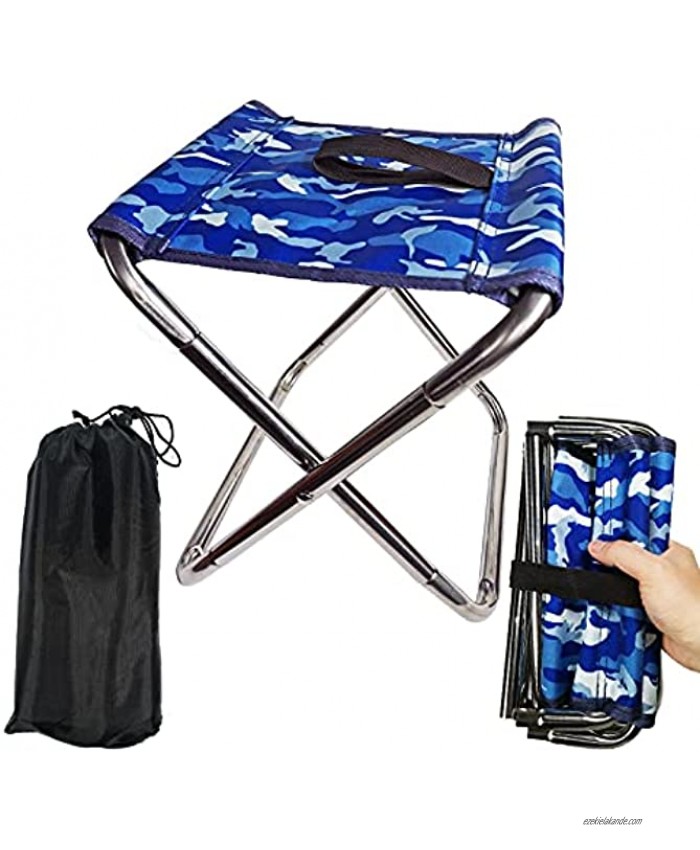 Portable Folding Camping Stool Lightweight Camping Stool Outdoor Foldable Chair for Camping Travel Hiking BBQ Fishing Garden Beach Light Blue