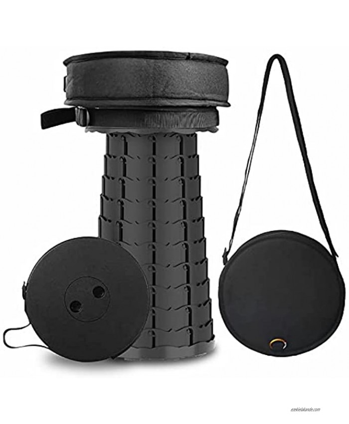 Portable Telescoping Stool with Black Cushion Bag Comfortable Seating Swift Retractable Stool for Camping Garden Hiking Fishing Travel BBQ Adjustable Plastic Stools Max Load 330 lbs