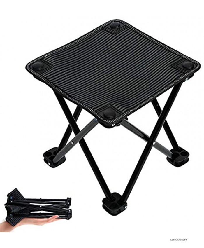 SUBLEER Portable Folding Stool Collapsible Camping Chairs Small Outdoor for Adult Hiking Fishing Beach Black
