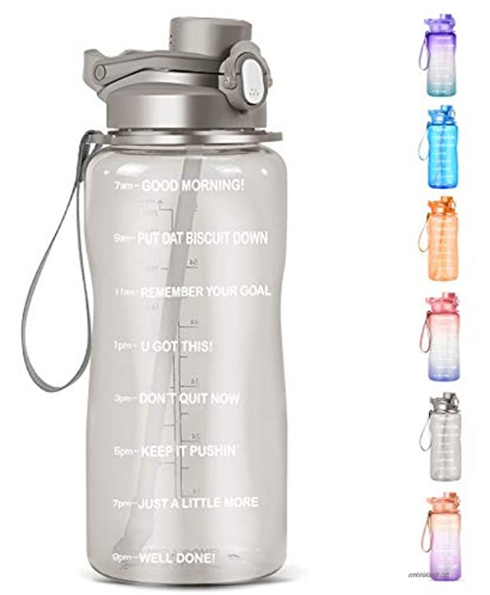 HydMotor 64oz Half Gallon Water Bottle with Straw BPA Free Water Bottles with Times to Drink Ensure You Drink Enough Water for Daily Life.