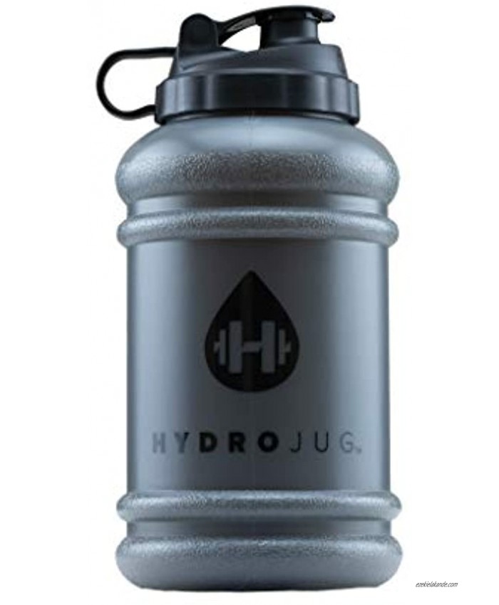 HydroJug 64oz Half Gallon Water Bottle with Integrated Handle Reusable Durable BPA Free Plastic with Integrated Handle and Carry Loop Gallon Bottle Hydro Jug Charcoal